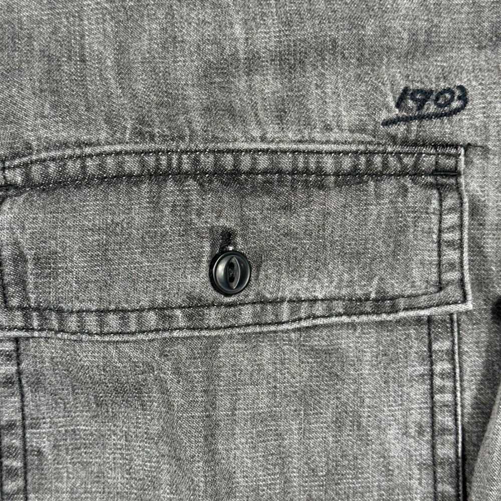 Harley-Davidson Mens 3XL Gray Cotton Long Sleeve Button Down Wing Patch Shirt - Picture 7 of 11